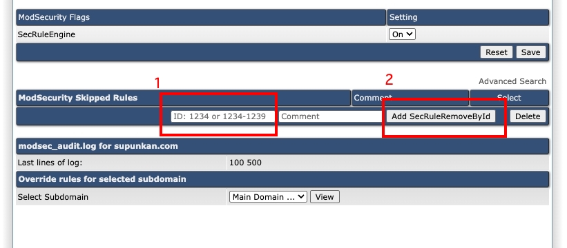 ModSecurity exclude Rule ปล่อยผ่าน ID 210230 และ 212880 | supunkan