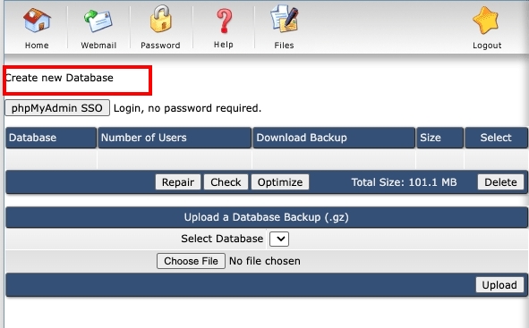 ติดตั้งฐานข้อมูลบน Phpmyadmin ไปที่ Create new Database | supunkan