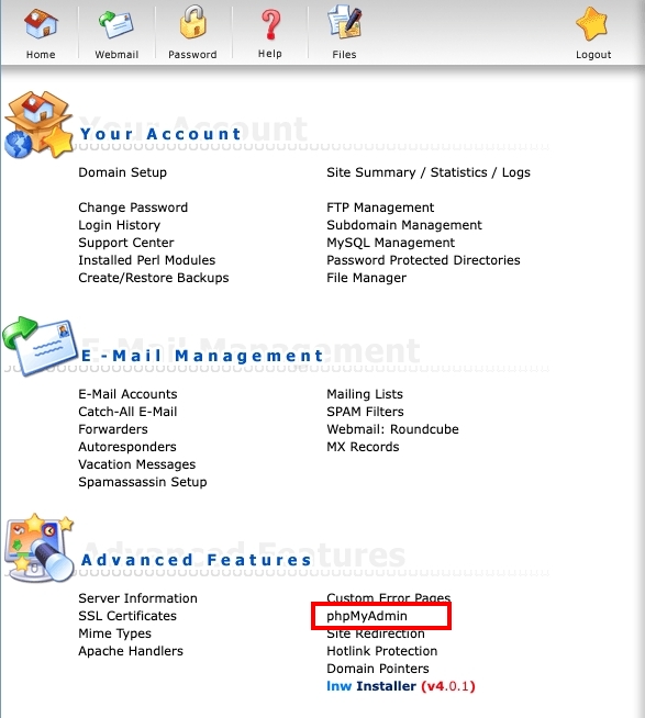 ติดตั้งฐานข้อมูลบน Phpmyadmin ไปที่ phpMyAdmin | supunkan
