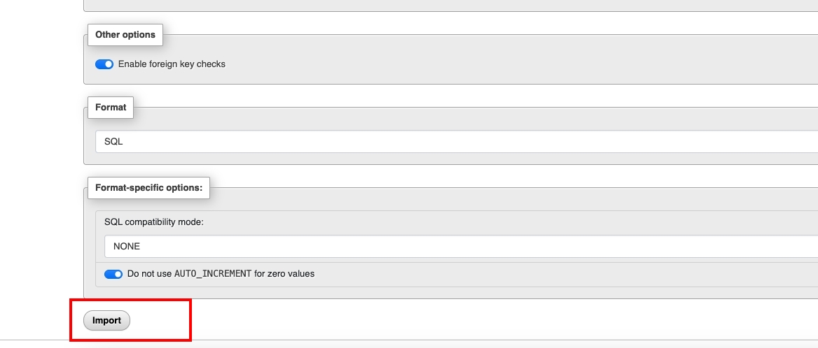 ติดตั้งฐานข้อมูลบน Phpmyadmin เลื่อนลงมาด้านล่าง Click Import | supunkan