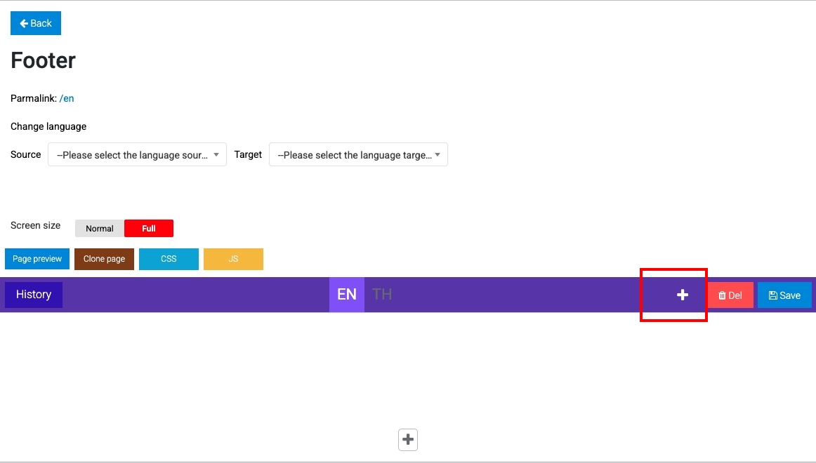 Creating Footer: Then click + | supunkan