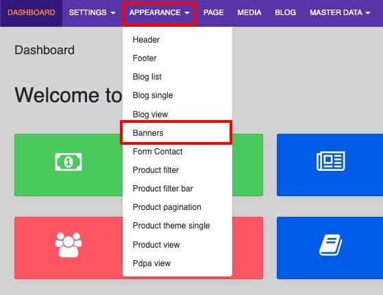 Creating Custom Banners: Go to Appearance and select Banners | supunkan
