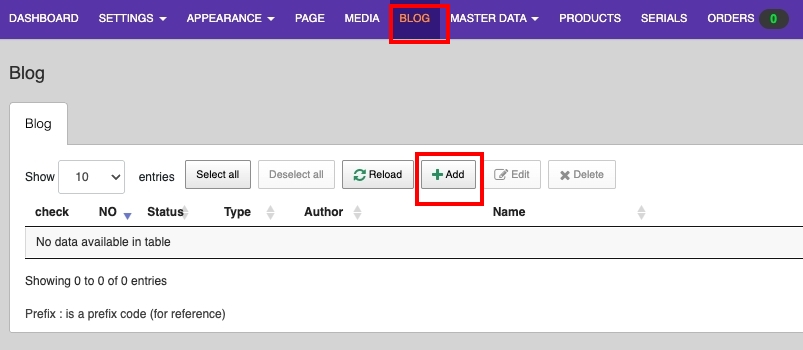 Create a blog post – go to BLOG and click +Add | supunkan