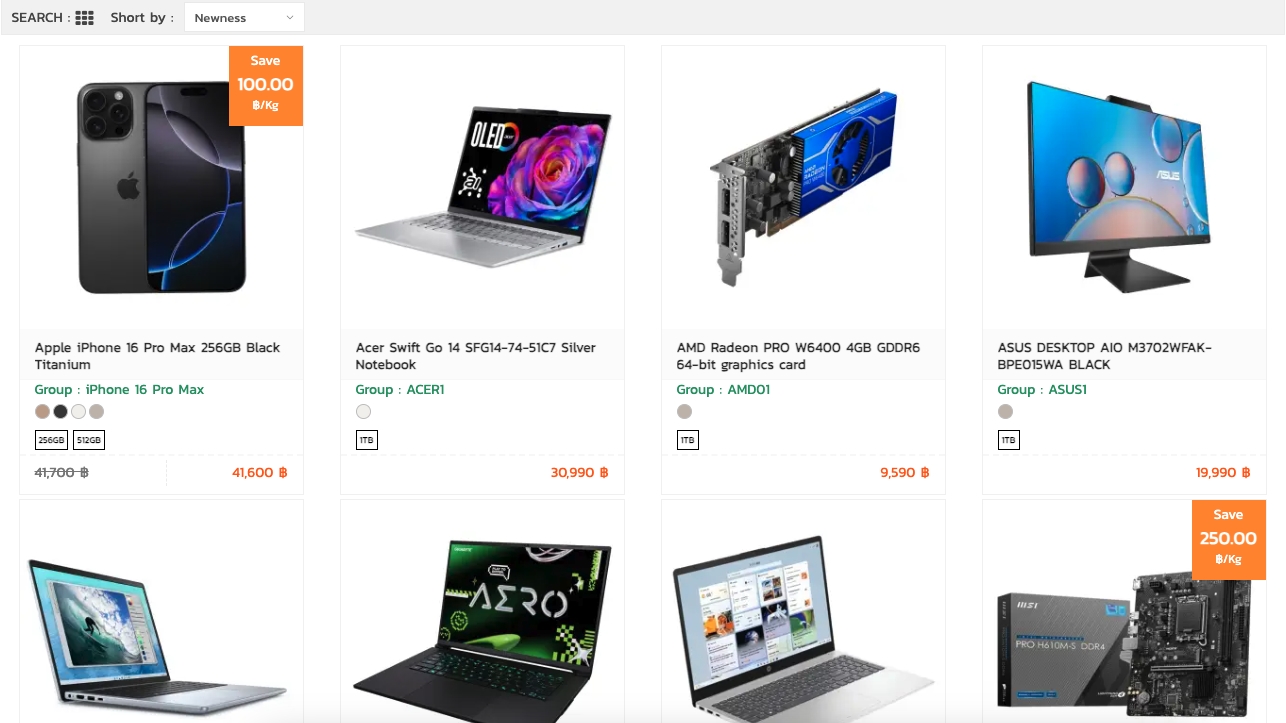 Product list view settings for different screen sizes | supunkan