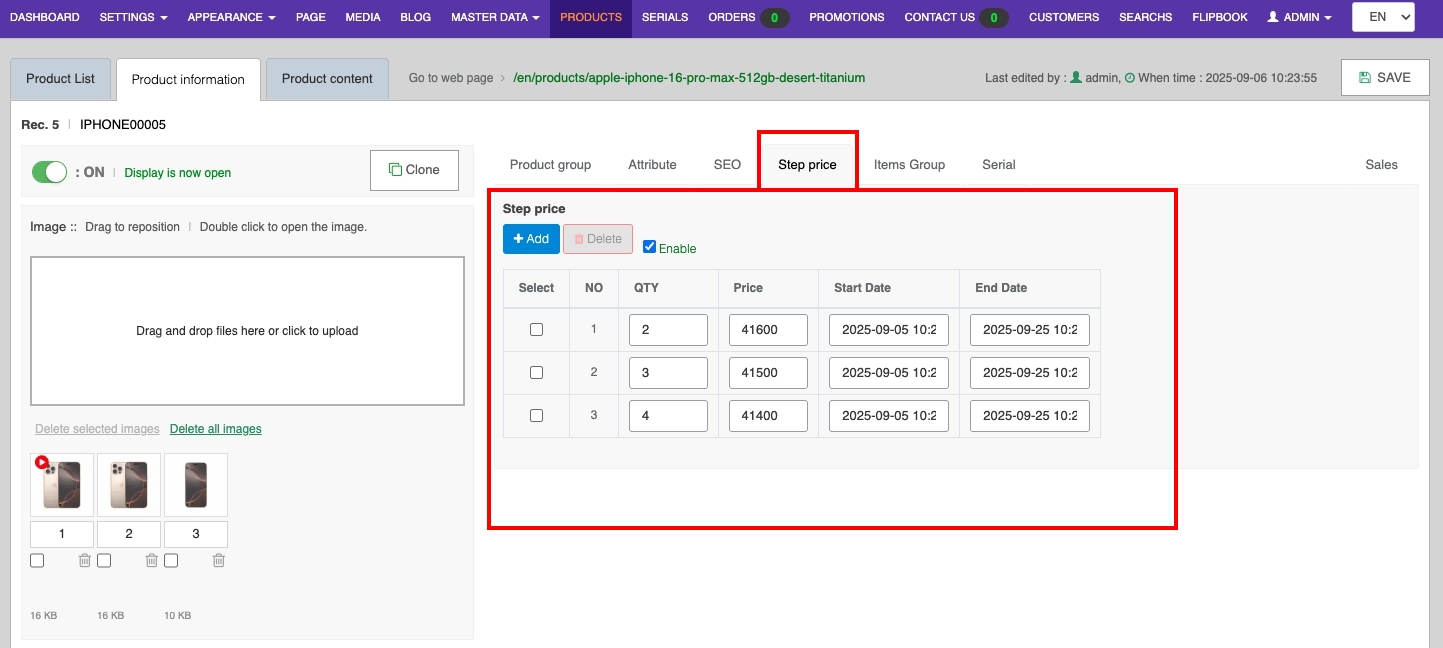 Manage Tiered Pricing | supunkan