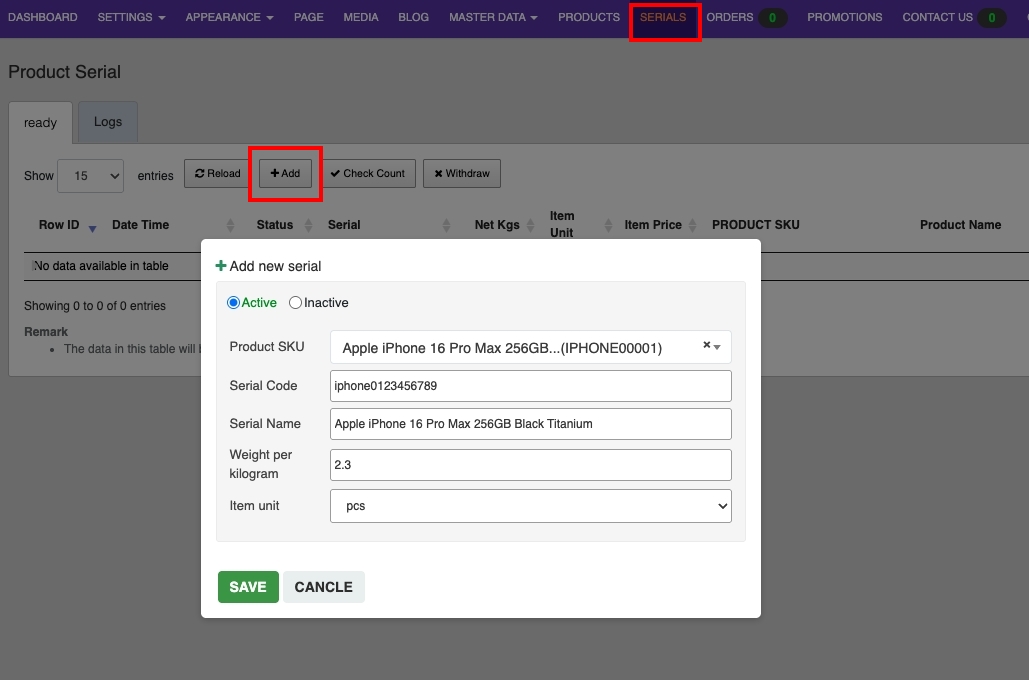 Manage SERIALS | supunkan
