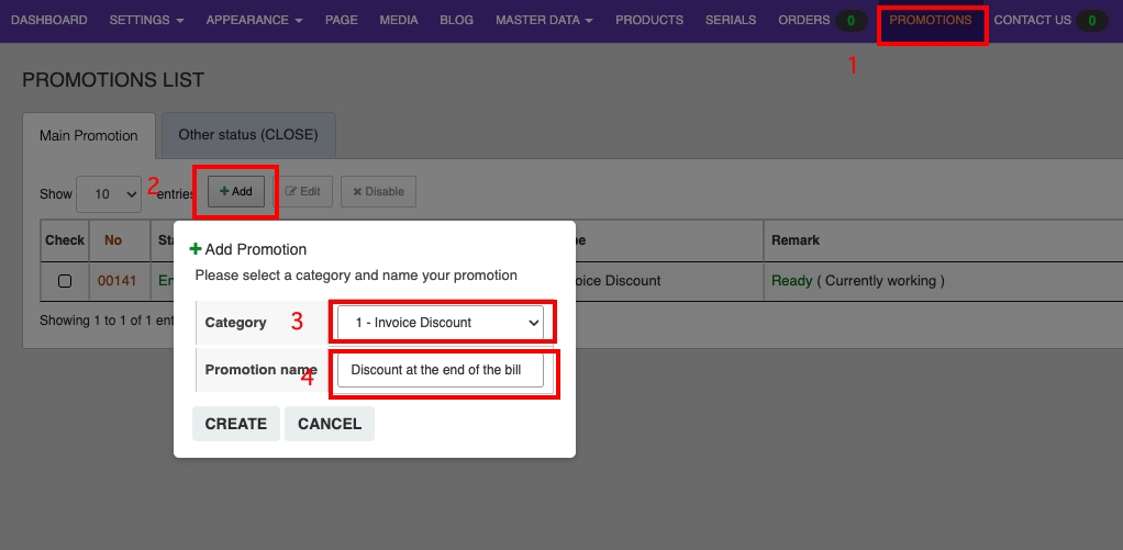 Manage PROMOTIONS End-of-Bill Discount | supunkan