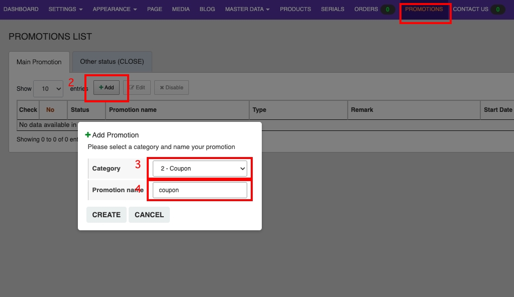Manage PROMOTIONS Discount Coupon | supunkan