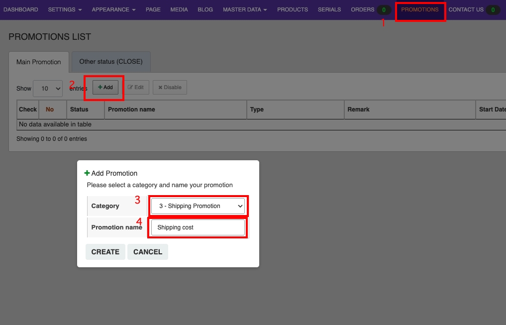 Manage PROMOTIONS Shipping Fee | supunkan
