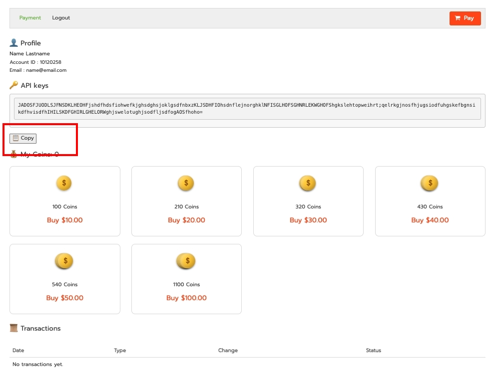 Set the language on your website. Copy API keys | supunkan