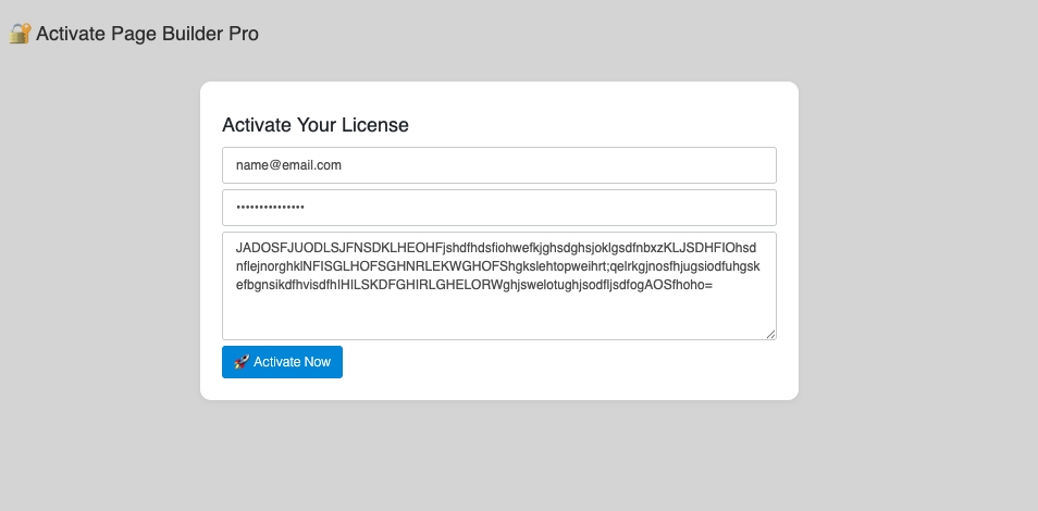 Set the language on your website. Please complete the information on the Activate Page Builder Pro page | supunkan